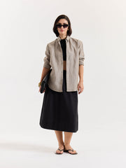 Light Taupe Striped Irish Linen Shirt